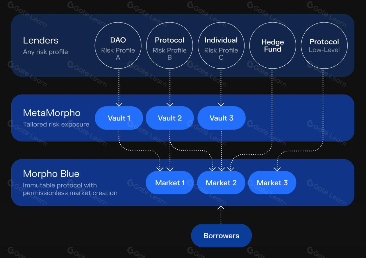 Morpho protocol architecture — Blue markets, vaults, and modular lending layers